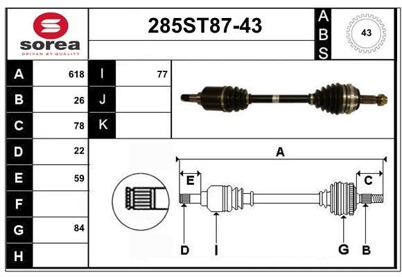 StartCar 285ST87-43 Drive shaft 285ST8743: Buy near me in Poland at 2407.PL - Good price!