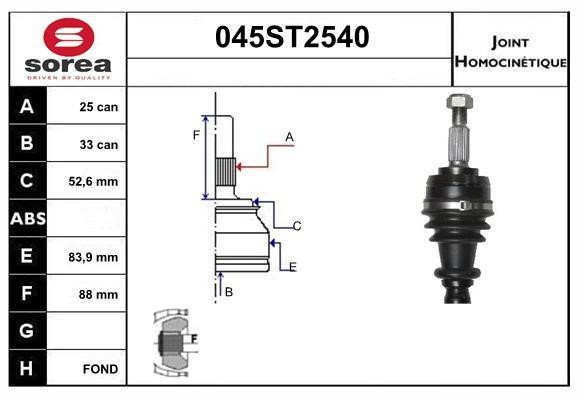 StartCar 045ST2540 Joint kit, drive shaft 045ST2540: Buy near me in Poland at 2407.PL - Good price!