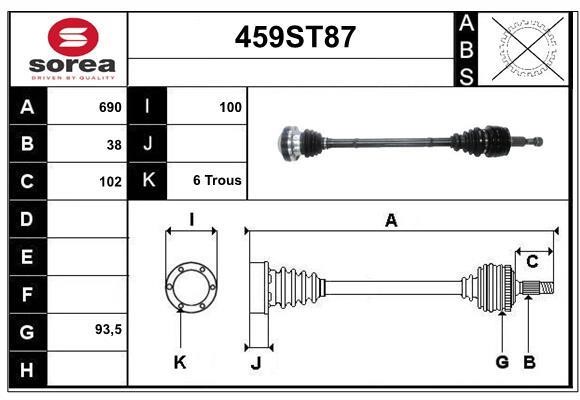StartCar 459ST87 Drive shaft 459ST87: Buy near me in Poland at 2407.PL - Good price!