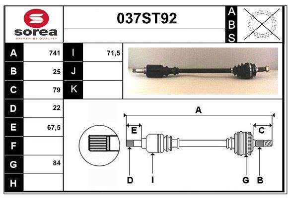 StartCar 037ST92 Вал приводной 037ST92: Отличная цена - Купить в Польше на 2407.PL!