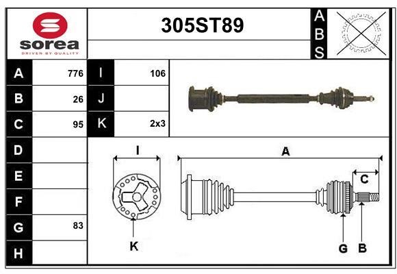 StartCar 305ST89 Drive shaft 305ST89: Buy near me in Poland at 2407.PL - Good price!