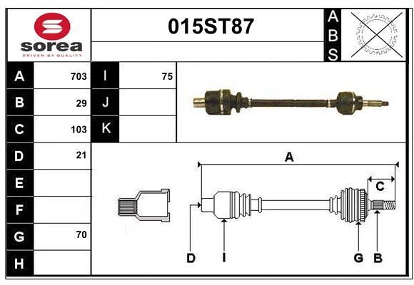 StartCar 015ST87 Вал приводной 015ST87: Отличная цена - Купить в Польше на 2407.PL!