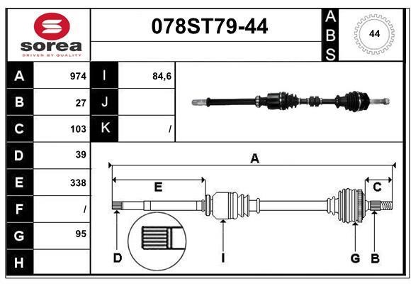 StartCar 078ST79-44 Drive shaft 078ST7944: Buy near me in Poland at 2407.PL - Good price!