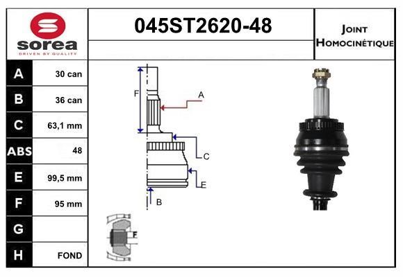 StartCar 045ST2620-48 Joint kit, drive shaft 045ST262048: Buy near me in Poland at 2407.PL - Good price!