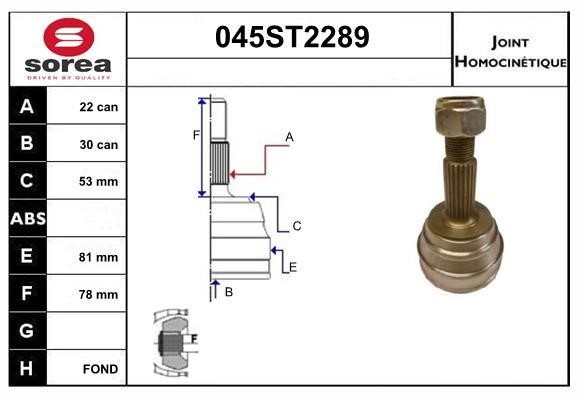 StartCar 045ST2289 Joint kit, drive shaft 045ST2289: Buy near me in Poland at 2407.PL - Good price!