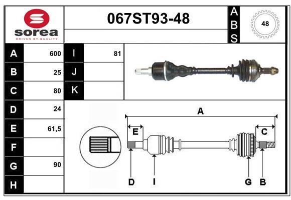 StartCar 067ST93-48 Drive shaft 067ST9348: Buy near me in Poland at 2407.PL - Good price!