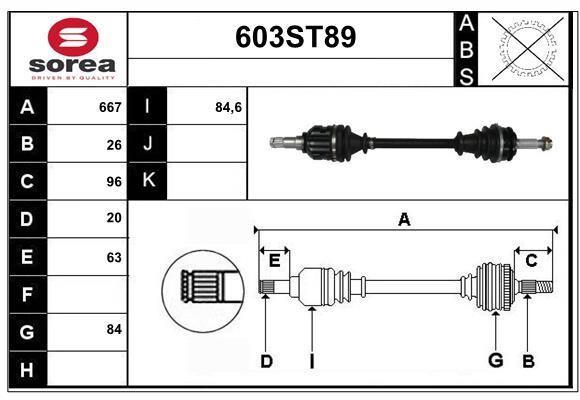 StartCar 603ST89 Вал приводной 603ST89: Отличная цена - Купить в Польше на 2407.PL!