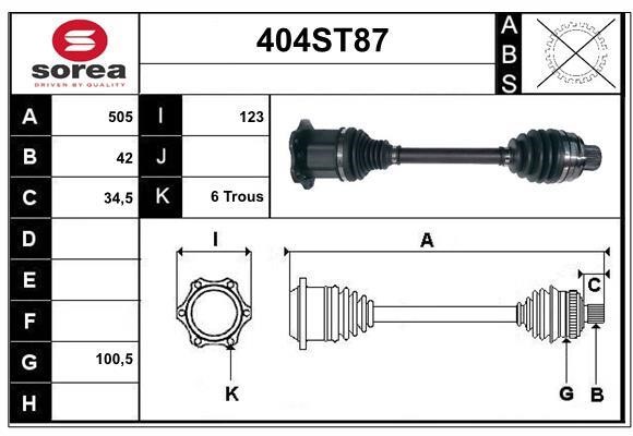 StartCar 404ST87 Drive shaft 404ST87: Buy near me in Poland at 2407.PL - Good price!