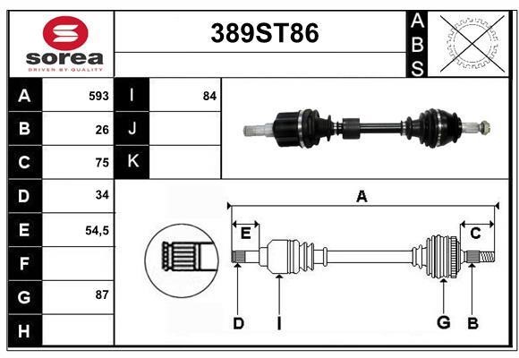 StartCar 389ST86 Drive shaft 389ST86: Buy near me in Poland at 2407.PL - Good price!