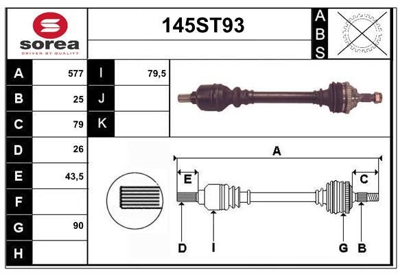 StartCar 145ST93 Вал приводной 145ST93: Отличная цена - Купить в Польше на 2407.PL!