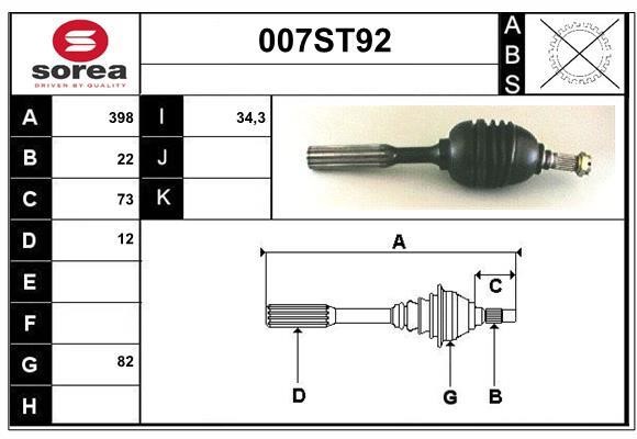 StartCar 007ST92 Drive shaft 007ST92: Buy near me in Poland at 2407.PL - Good price!