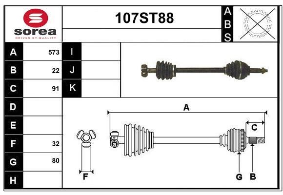 StartCar 107ST88 Drive shaft 107ST88: Buy near me in Poland at 2407.PL - Good price!