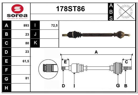 StartCar 178ST86 Drive shaft 178ST86: Buy near me in Poland at 2407.PL - Good price!