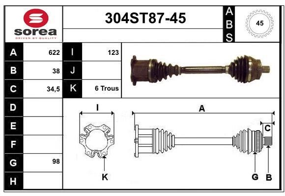 StartCar 304ST87-45 Drive shaft 304ST8745: Buy near me in Poland at 2407.PL - Good price!