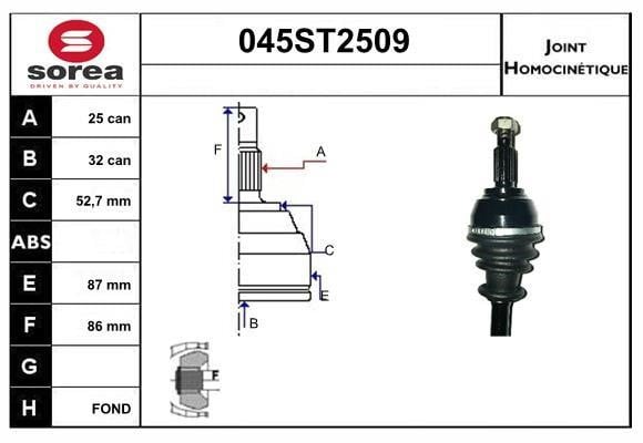 StartCar 045ST2509 Joint kit, drive shaft 045ST2509: Buy near me in Poland at 2407.PL - Good price!