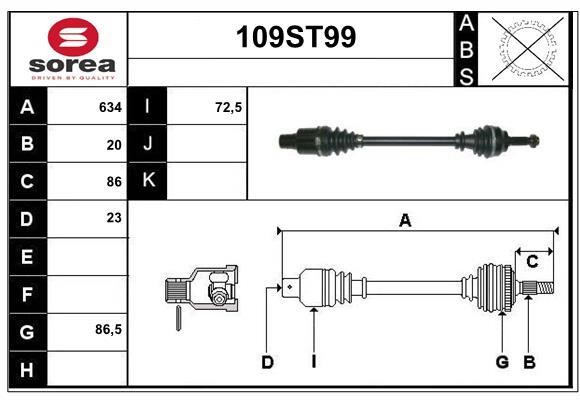 StartCar 109ST99 Drive shaft 109ST99: Buy near me in Poland at 2407.PL - Good price!