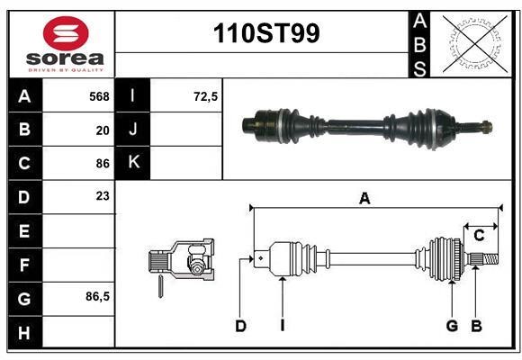 StartCar 110ST99 Drive shaft 110ST99: Buy near me in Poland at 2407.PL - Good price!
