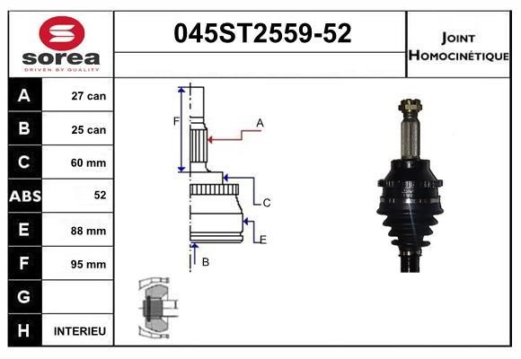 StartCar 045ST2559-52 Joint kit, drive shaft 045ST255952: Buy near me in Poland at 2407.PL - Good price!