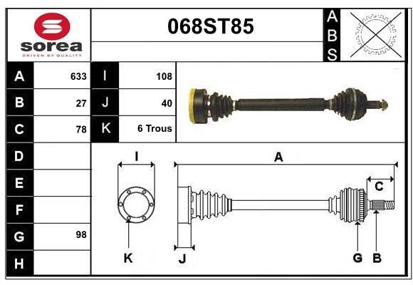 StartCar 068ST85 Drive shaft 068ST85: Buy near me in Poland at 2407.PL - Good price!
