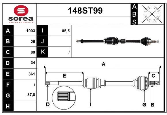 StartCar 148ST99 Drive shaft 148ST99: Buy near me in Poland at 2407.PL - Good price!