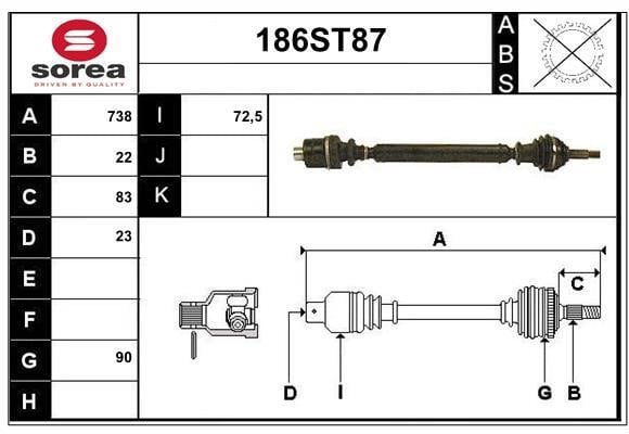 StartCar 186ST87 Drive shaft 186ST87: Buy near me at 2407.PL in Poland at an Affordable price!