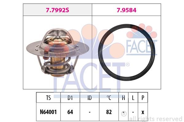 Facet 7.7992 Thermostat, coolant 77992: Buy near me in Poland at 2407.PL - Good price!