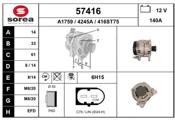 EAI 57416 Alternator 57416: Buy near me in Poland at 2407.PL - Good price!