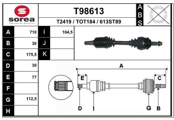 EAI T98613 Drive shaft T98613: Buy near me in Poland at 2407.PL - Good price!
