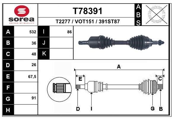 EAI T78391 Drive Shaft T78391: Buy near me in Poland at 2407.PL - Good price!