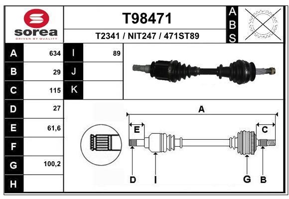 EAI T98471 Drive Shaft T98471: Buy near me in Poland at 2407.PL - Good price!