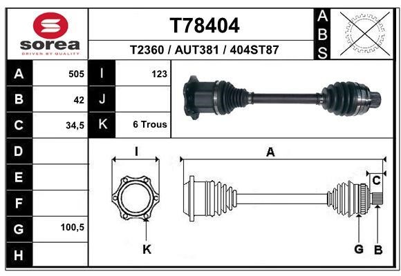 EAI T78404 Drive shaft T78404: Buy near me in Poland at 2407.PL - Good price!