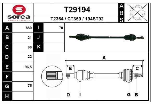 EAI T29194 Drive shaft T29194: Buy near me in Poland at 2407.PL - Good price!