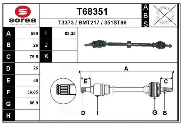 EAI T68351 Drive shaft T68351: Buy near me in Poland at 2407.PL - Good price!