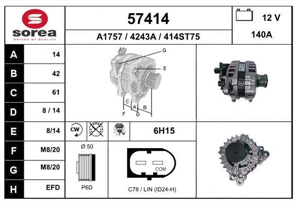 EAI 57414 Alternator 57414: Buy near me in Poland at 2407.PL - Good price!