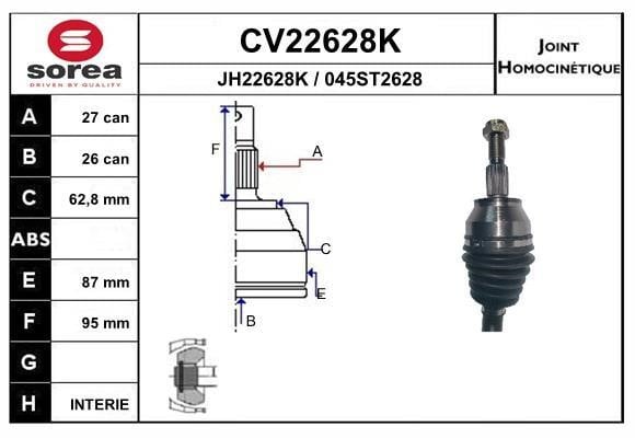 EAI CV22628K Шарнирный комплект, приводной вал CV22628K: Отличная цена - Купить в Польше на 2407.PL!