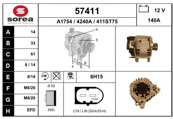 EAI 57411 Alternator 57411: Buy near me in Poland at 2407.PL - Good price!