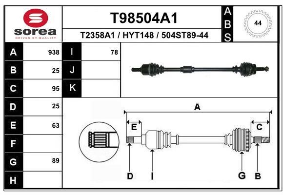 EAI T98504A1 Drive shaft T98504A1: Buy near me in Poland at 2407.PL - Good price!