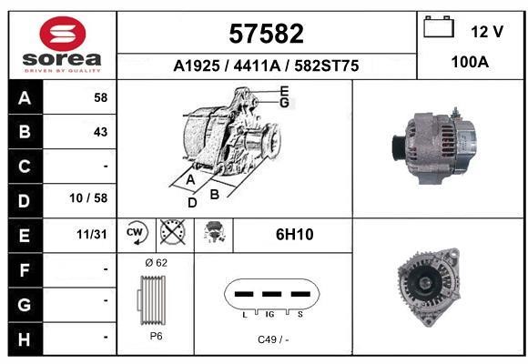 EAI 57582 Alternator 57582: Buy near me in Poland at 2407.PL - Good price!