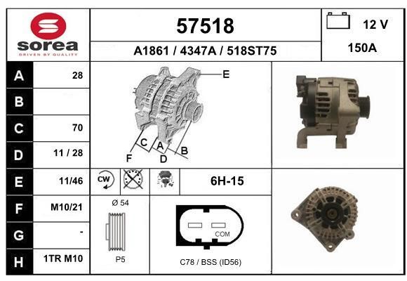 EAI 57518 Alternator 57518: Buy near me in Poland at 2407.PL - Good price!