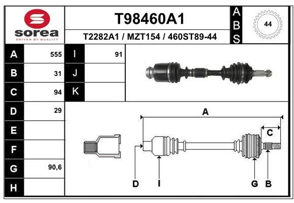 EAI T98460A1 Drive shaft T98460A1: Buy near me in Poland at 2407.PL - Good price!