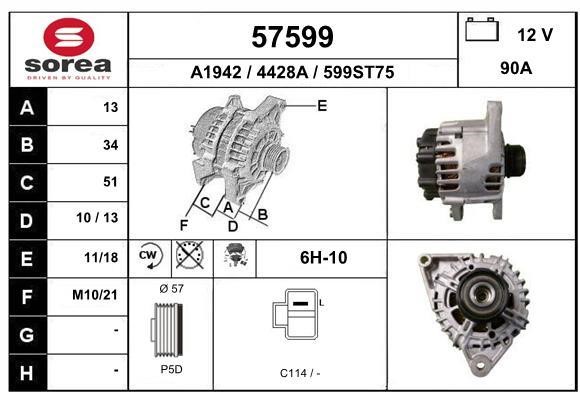 EAI 57599 Alternator 57599: Buy near me in Poland at 2407.PL - Good price!