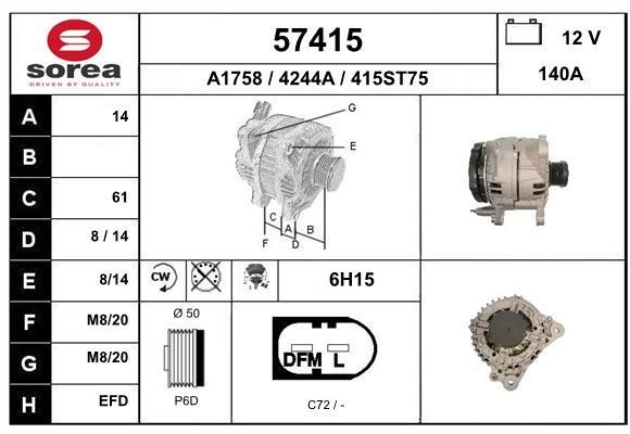 EAI 57415 Alternator 57415: Buy near me in Poland at 2407.PL - Good price!