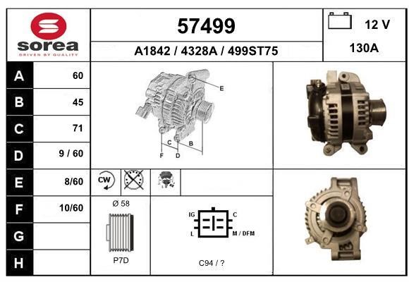 EAI 57499 Alternator 57499: Buy near me in Poland at 2407.PL - Good price!