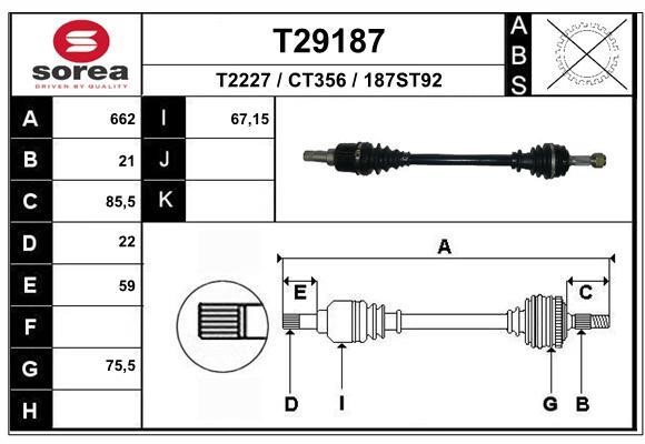 EAI T29187 Drive shaft T29187: Buy near me in Poland at 2407.PL - Good price!
