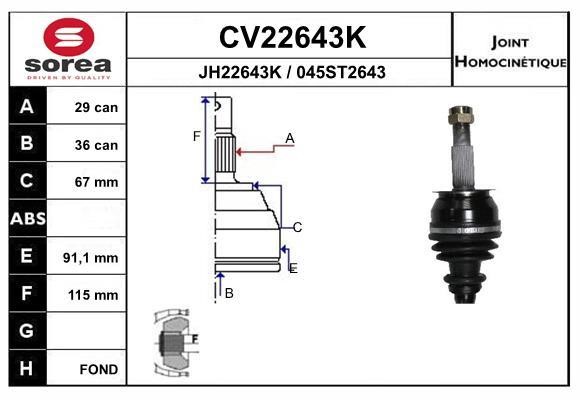 EAI CV22643K Шарнирный комплект, приводной вал CV22643K: Отличная цена - Купить в Польше на 2407.PL!