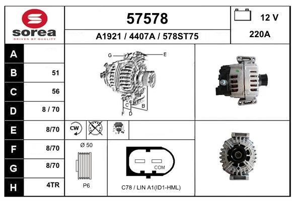 EAI 57578 Alternator 57578: Buy near me in Poland at 2407.PL - Good price!