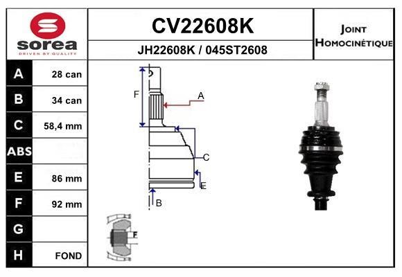 EAI CV22608K Joint Kit, drive shaft CV22608K: Buy near me in Poland at 2407.PL - Good price!