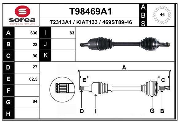 EAI T98469A1 Drive shaft T98469A1: Buy near me in Poland at 2407.PL - Good price!