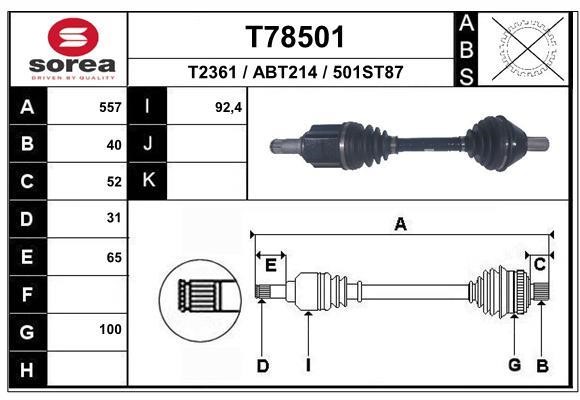 EAI T78501 Вал приводной T78501: Отличная цена - Купить в Польше на 2407.PL!