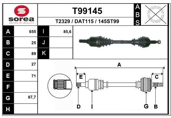 EAI T99145 Drive Shaft T99145: Buy near me in Poland at 2407.PL - Good price!